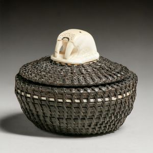 Joe Sikvayugak (1898-1983) Alaskan Inuit Baleen Basket 1966