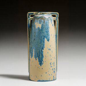 Eljer Pottery – Ford City, PA Two-Handled Blue Crystalline Vase c1920's